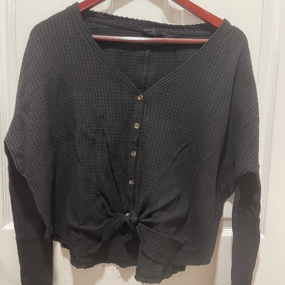 Waffle knit long sleeve